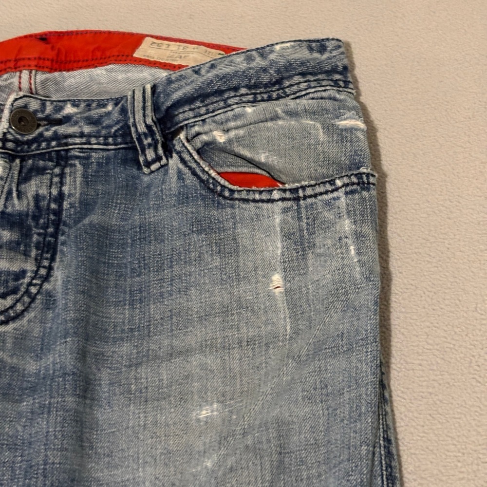 Diesel Zaf Womens Low Rise Flare Jeans 31x32 Distressed Light Wash Blue Y2K - Picture 3 of 12